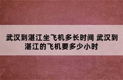 武汉到湛江坐飞机多长时间 武汉到湛江的飞机要多少小时